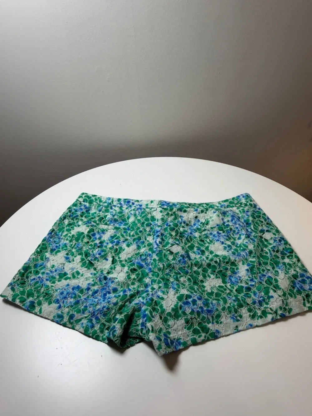 Madewell Blue & Green‎ Floral High-Waist Shorts